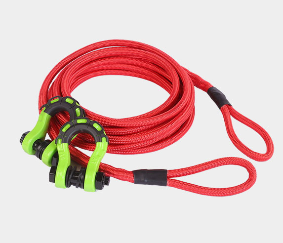 Red trailer rope with shackles